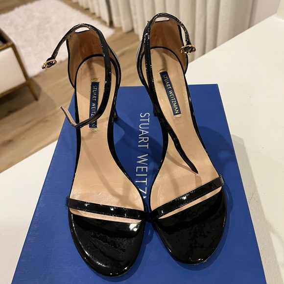 Stuart Weitzman Patent Leather Ankle Strap Sandals